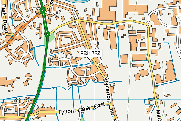 PE21 7RZ map - OS VectorMap District (Ordnance Survey)