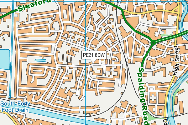 PE21 8DW map - OS VectorMap District (Ordnance Survey)