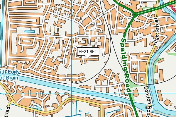 PE21 8FT map - OS VectorMap District (Ordnance Survey)