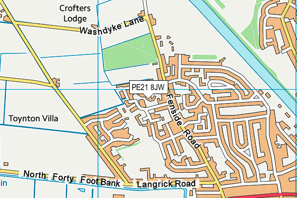 PE21 8JW map - OS VectorMap District (Ordnance Survey)