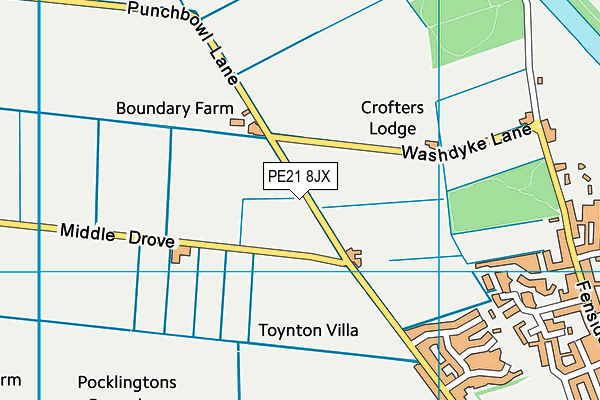 PE21 8JX map - OS VectorMap District (Ordnance Survey)