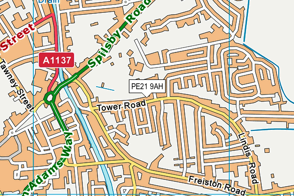 PE21 9AH map - OS VectorMap District (Ordnance Survey)