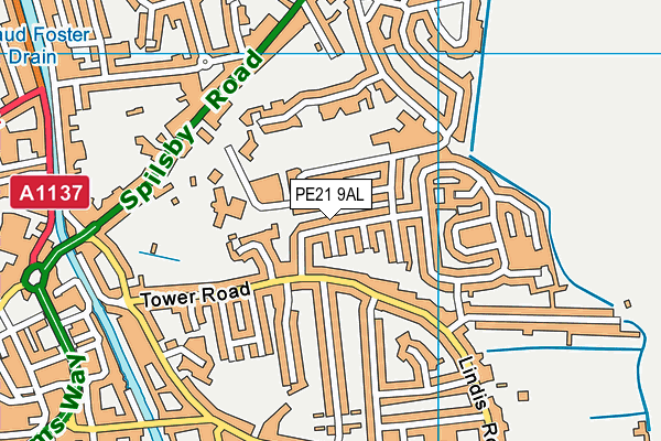 PE21 9AL map - OS VectorMap District (Ordnance Survey)