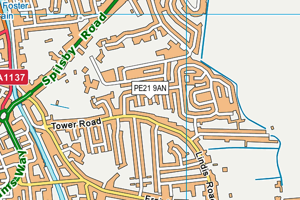 PE21 9AN map - OS VectorMap District (Ordnance Survey)