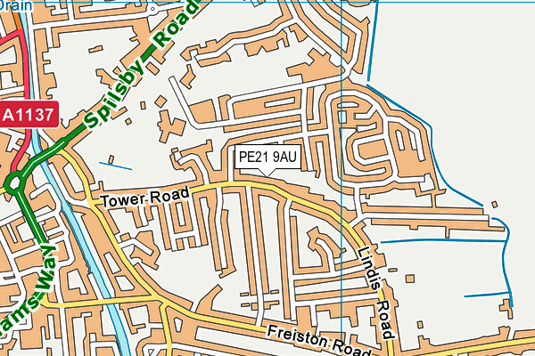 PE21 9AU map - OS VectorMap District (Ordnance Survey)