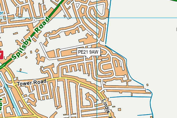 PE21 9AW map - OS VectorMap District (Ordnance Survey)