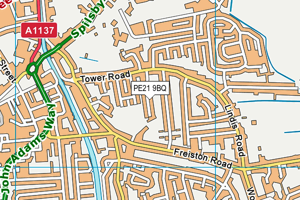 PE21 9BQ map - OS VectorMap District (Ordnance Survey)