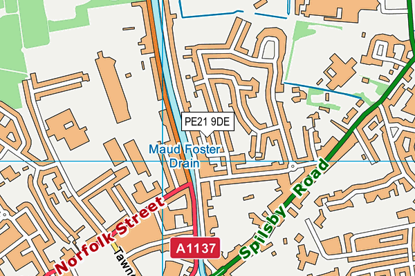 PE21 9DE map - OS VectorMap District (Ordnance Survey)