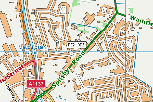 PE21 9DZ map - OS VectorMap District (Ordnance Survey)