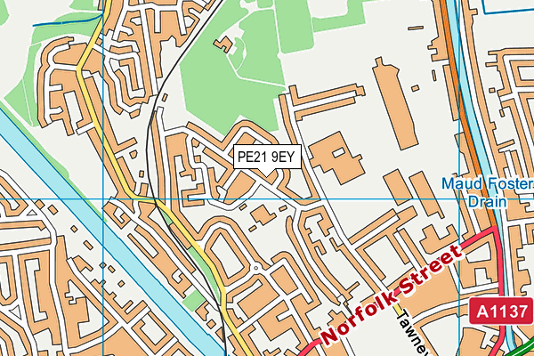 PE21 9EY map - OS VectorMap District (Ordnance Survey)