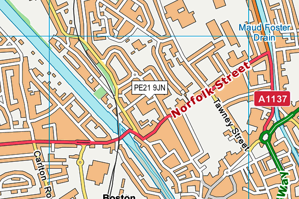 PE21 9JN map - OS VectorMap District (Ordnance Survey)