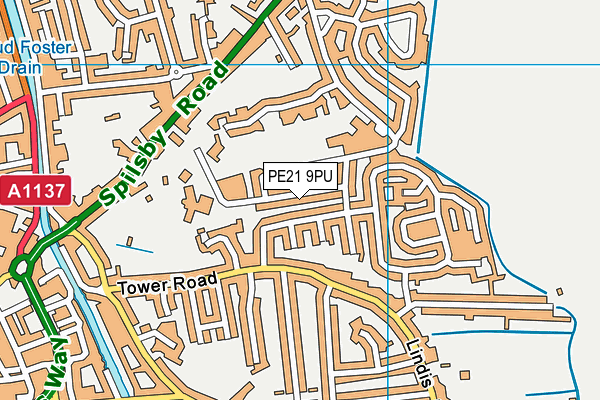 PE21 9PU map - OS VectorMap District (Ordnance Survey)