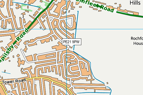 PE21 9PW map - OS VectorMap District (Ordnance Survey)