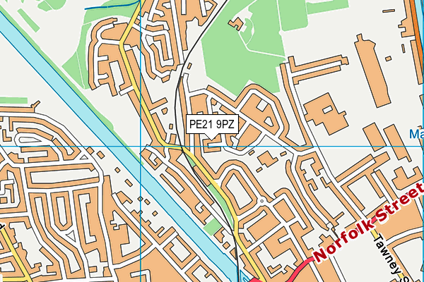 PE21 9PZ map - OS VectorMap District (Ordnance Survey)