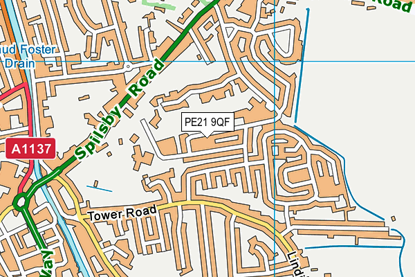 PE21 9QF map - OS VectorMap District (Ordnance Survey)