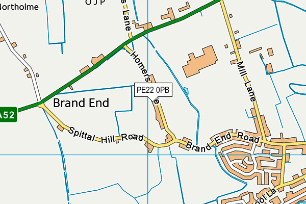 PE22 0PB map - OS VectorMap District (Ordnance Survey)