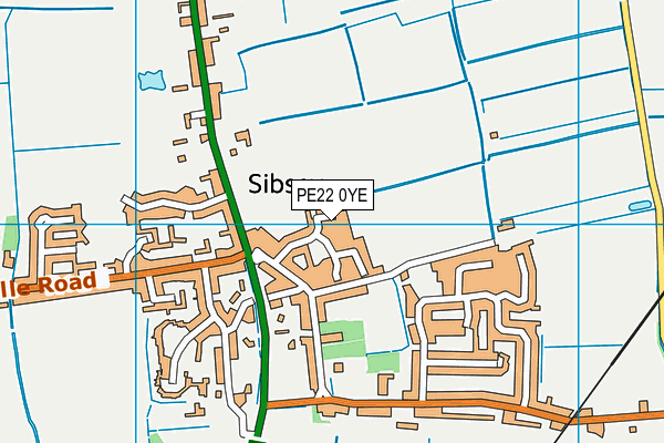 PE22 0YE map - OS VectorMap District (Ordnance Survey)