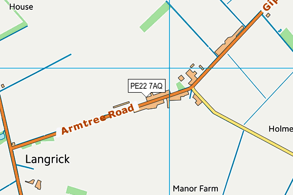 PE22 7AQ map - OS VectorMap District (Ordnance Survey)