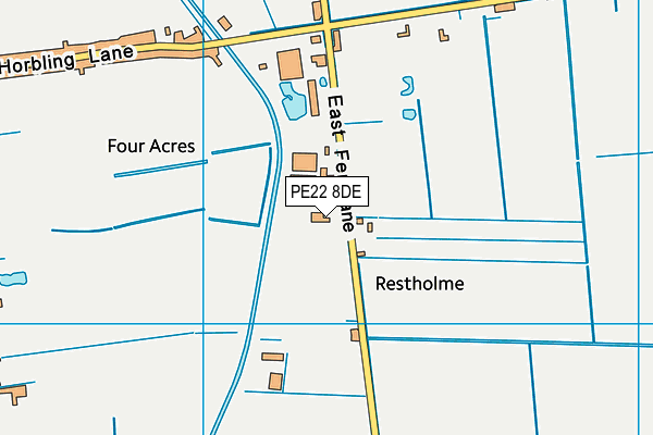 PE22 8DE map - OS VectorMap District (Ordnance Survey)