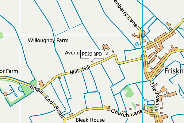 PE22 8PD map - OS VectorMap District (Ordnance Survey)