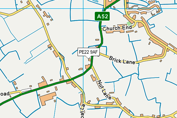 PE22 9AF map - OS VectorMap District (Ordnance Survey)