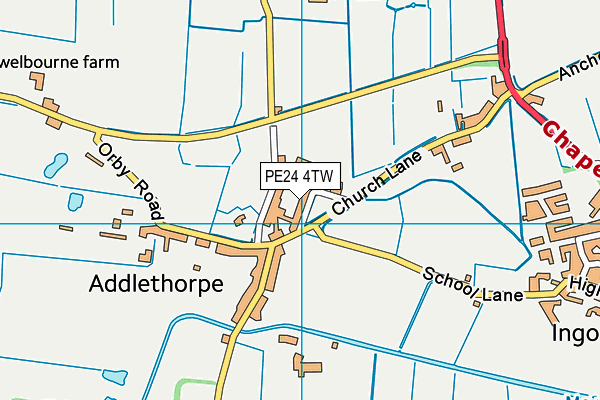 PE24 4TW map - OS VectorMap District (Ordnance Survey)