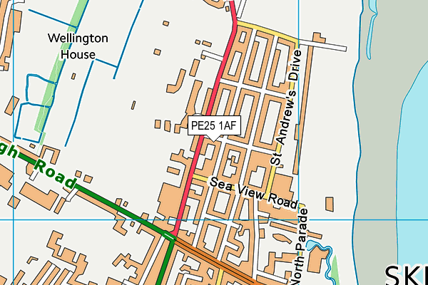 PE25 1AF map - OS VectorMap District (Ordnance Survey)