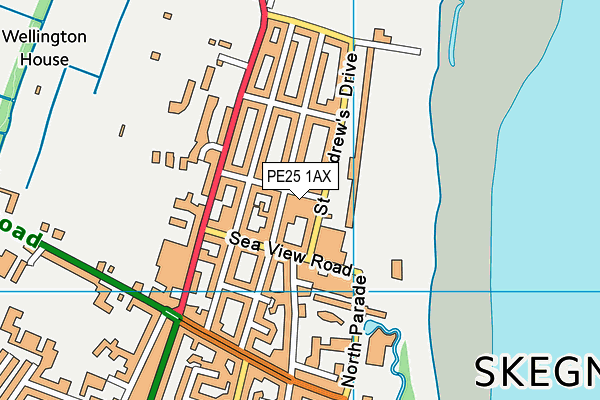 PE25 1AX map - OS VectorMap District (Ordnance Survey)