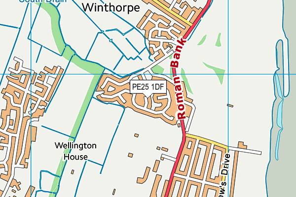 PE25 1DF map - OS VectorMap District (Ordnance Survey)