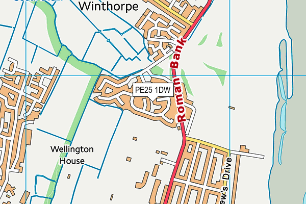 PE25 1DW map - OS VectorMap District (Ordnance Survey)