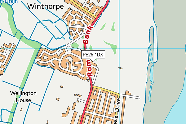 PE25 1DX map - OS VectorMap District (Ordnance Survey)