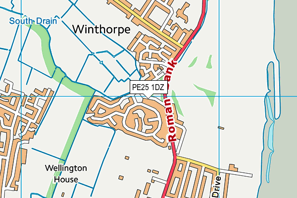 PE25 1DZ map - OS VectorMap District (Ordnance Survey)
