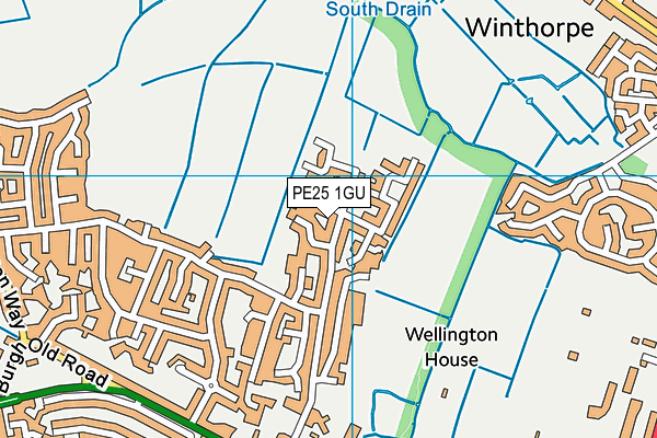 PE25 1GU map - OS VectorMap District (Ordnance Survey)
