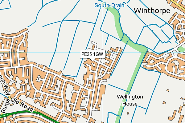 PE25 1GW map - OS VectorMap District (Ordnance Survey)
