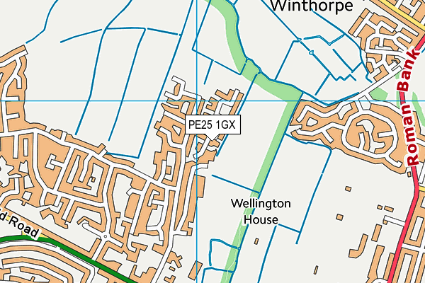 PE25 1GX map - OS VectorMap District (Ordnance Survey)