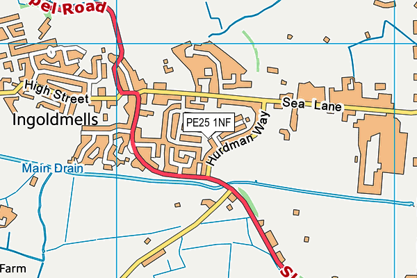 PE25 1NF map - OS VectorMap District (Ordnance Survey)