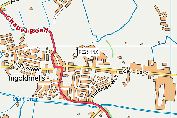 PE25 1NX map - OS VectorMap District (Ordnance Survey)