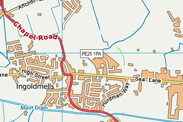 PE25 1PA map - OS VectorMap District (Ordnance Survey)