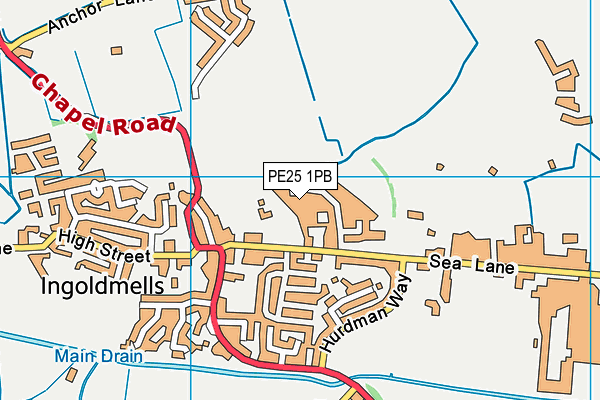 PE25 1PB map - OS VectorMap District (Ordnance Survey)