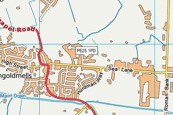 PE25 1PD map - OS VectorMap District (Ordnance Survey)