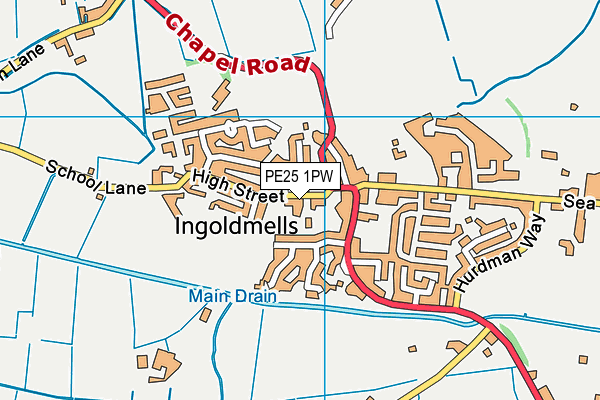 PE25 1PW map - OS VectorMap District (Ordnance Survey)