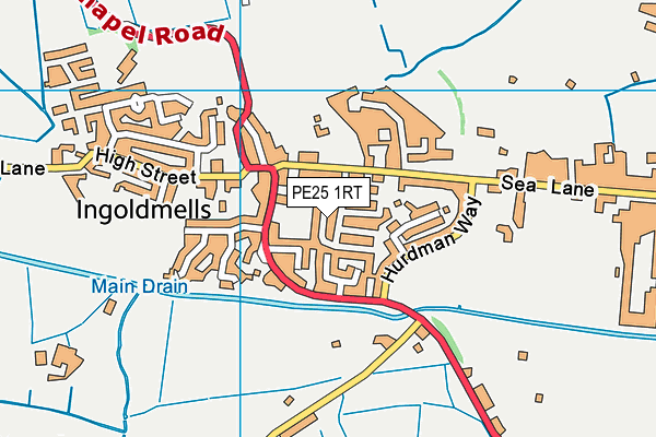 PE25 1RT map - OS VectorMap District (Ordnance Survey)