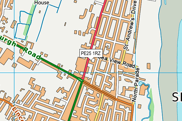 PE25 1RZ map - OS VectorMap District (Ordnance Survey)