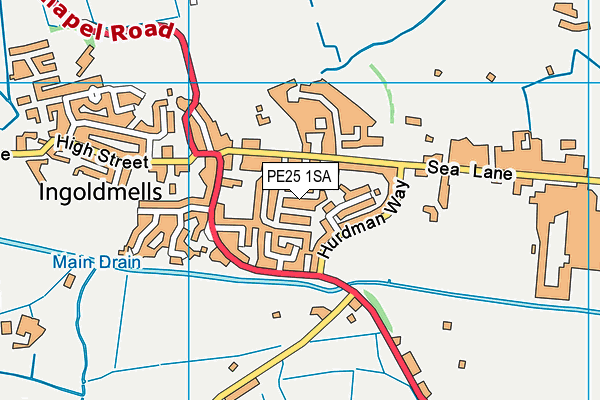 PE25 1SA map - OS VectorMap District (Ordnance Survey)