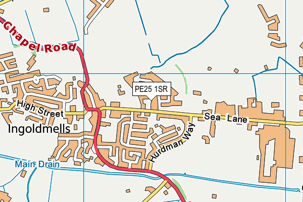 PE25 1SR map - OS VectorMap District (Ordnance Survey)