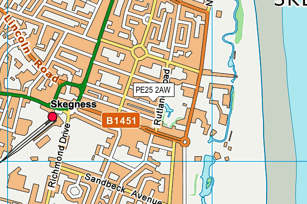 PE25 2AW map - OS VectorMap District (Ordnance Survey)