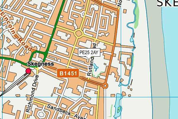 PE25 2AY map - OS VectorMap District (Ordnance Survey)