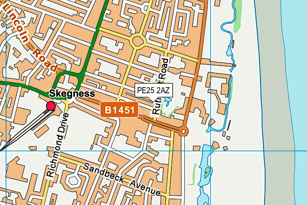 PE25 2AZ map - OS VectorMap District (Ordnance Survey)