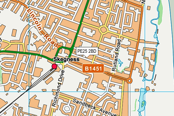 PE25 2BD map - OS VectorMap District (Ordnance Survey)