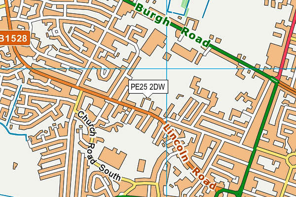PE25 2DW map - OS VectorMap District (Ordnance Survey)